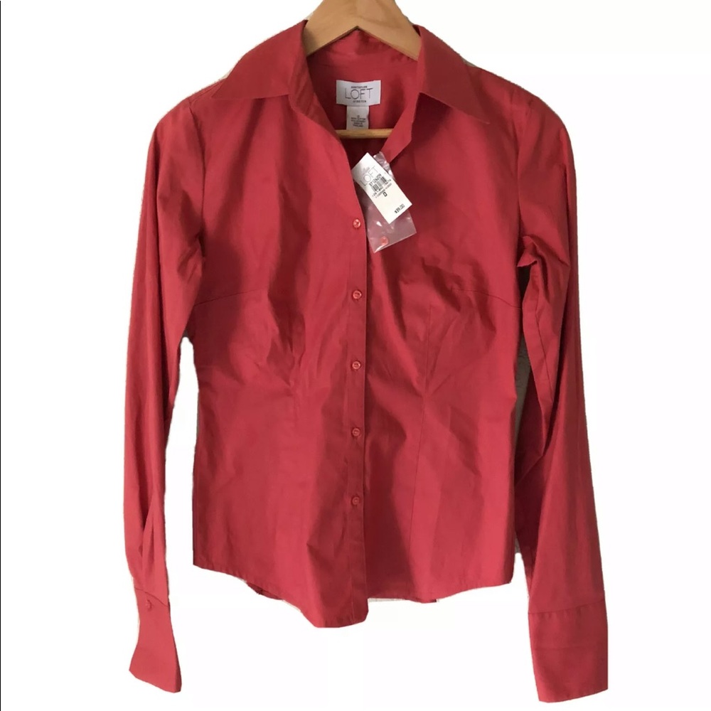 ANN TAYLOR Loft Small Perfect Everyday Stretch Button Front Shirt SZ 0 NWT